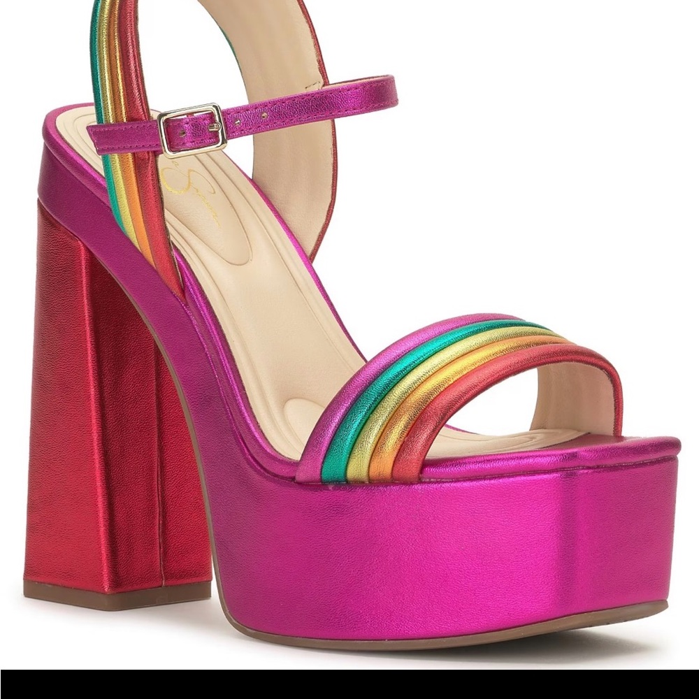 Jessica Simpson Pink and Red Platform Sandals